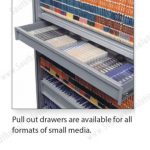 Drawer in filing cabinet tape cartridge storage locking roll down small media file cabinet
