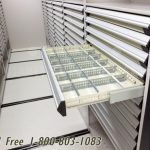 Drawers in shelving mobile storage high density small parts