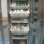 Drawers trays in stainless steel cabinet sterile core