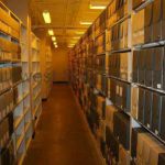 Efficient hollinger box adjustable shelving record archival storage racks