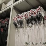 Equipment room football jersey storage racks
