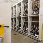 Firearms storage high density compact shelving