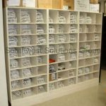 Football face mask storage shelving school cabinets
