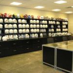 Football helmet equipment shelves