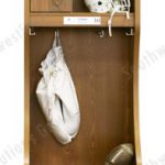 Football locker shoulder pads helmet wood veneer sports athletics