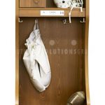Football player gear storage cubby locker room casework cabinetry
