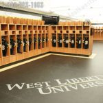Football team locker room wood storage
