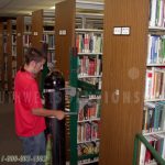 Fully loaded library shelving carpet movers