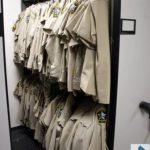Garment racks on mobile shelving police department sheriff