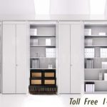 Glass demountable modular walls integrated storage cabinets