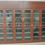 Glass door thermofoil surgical suite storage cabinetry operating room medical product storage