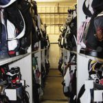 Golf bag storage shelving space saver rack