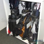 Golf bag storage system rack cabinet