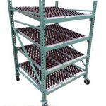 Gravity flow rack cart on wheels