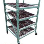 Gravity flow rack cart on wheels