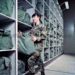Gsa high density mobile shelving military mobility bag storage racks on tracks spacesaver cabinets