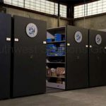 Gsa high density mobile storage cabinets military supplies push button shelving spacesaver racks