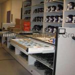 Helmet repair work counters drawers equipment shelving