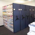 High density compact hand crank file shelving system