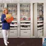 High density pharmacy storage rotary two sided cabinets hanging bag locking