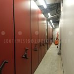 High density sliding mobile athletic storage