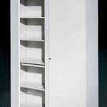 Hinged file shelving doors storage cabinet