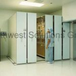 Hospital high density track shelving storage medical racks