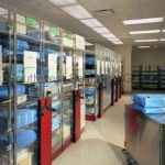 Hospital logistics storage high density medical supply shelves
