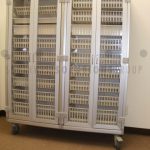 Hospital supply chain carts plastic bins doors