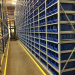 Industrial high bay bin storage racking system