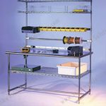 Industrial storage work bench table wire shelf system