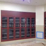 Installation medical products storage cabinets thermofoil glass doors