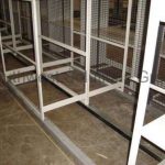 Installation rolling carriage shelving storage system