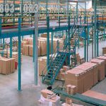Inventory warehouse uses mezzanine for additional storage on second level