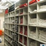 Jersey storage on mobile shelving at university