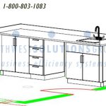 Lab casework sink space for refrigerator dish washer