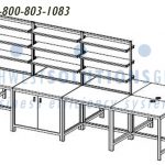 Lab tables benches shelves above