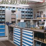 Large drawers in industrial shelving parts storage