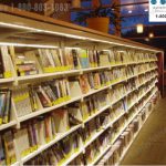 Led lighting in library on stacks lower energy costs on shelving
