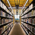 Libary lighting down lights easy viewing of material stacks shelving