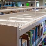 Library book display shelves transparent tops