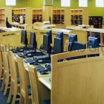 Library furniture study carrels wooden bookstacks