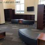 Library furniture wood study table soft seating