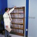Lockable open shelf file chart shelving locking security doors