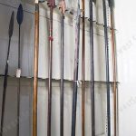 Long tube spear storage in cabinet museum rack cabinet