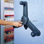 Mail system on tracks hand crank storage