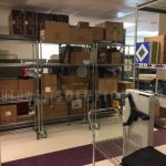 Mailroom package storage racks compact