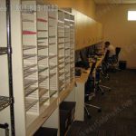 Mailroom shelves storage office services cabinets