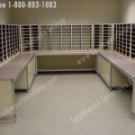 Mailroom tables benches mail sorters mailcenter sorting slots cabinets desks