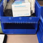 Medical supplies plastic bin storage system frameworks